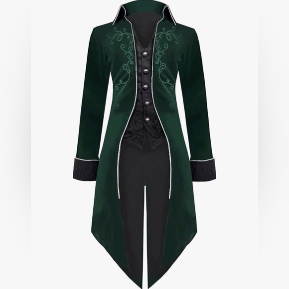 Medieval Steampunk Tailcoat Halloween Gothic Velvet Victorian Frock Coat - Picture 1 of 9